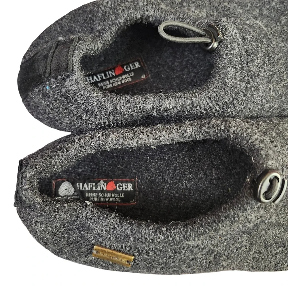 Haflinger Guido Black‎ boiled wool slip-on loafers elastic drawstring M9 L11